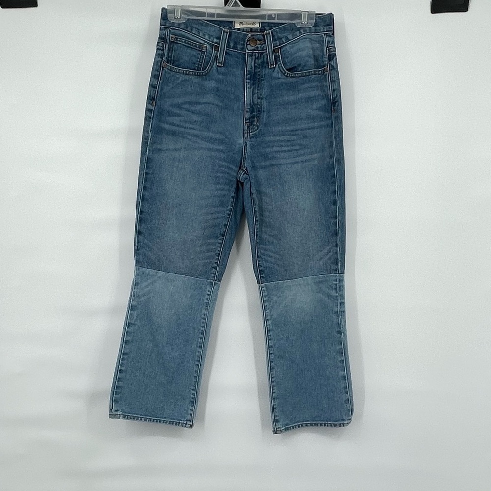 Madewell retro crop bootcut 2 tone patchwork jeans